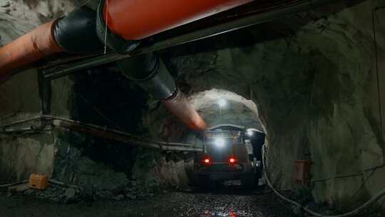 国土资源矿山矿洞内作业车辆视频素材模板下载