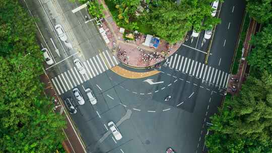 航拍深圳留仙一路下班高峰期人流车流延时视频素材模板下载