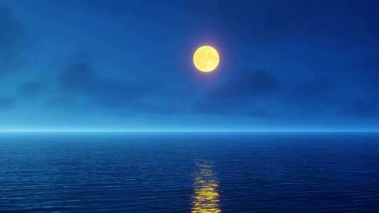 湖面月亮 海上升明月