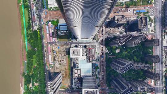 航拍雨后武汉绿地中心建筑风光