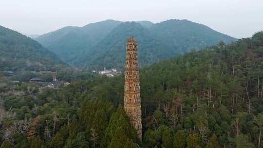 浙江台州国清寺隋塔天台山寺庙古塔宝塔航拍