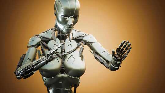 未来概念中的未来人形女性机器人