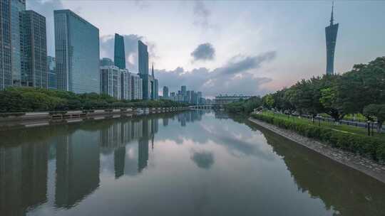 广州珠江新城城市日出延时摄影视频素材模板下载