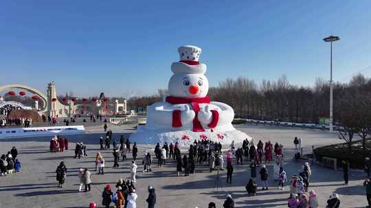 哈尔滨太阳岛雪博会大雪人航拍