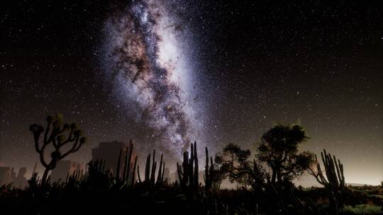 死亡谷国家公园沙漠中的星空延时