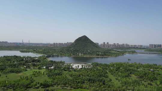 航拍山东济南华山风景区