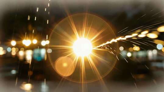 夜晚光斑光晕效果画面