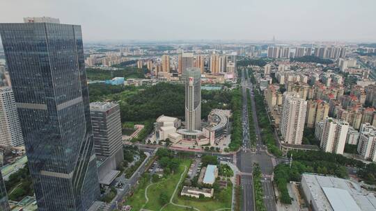 江门地标万达广场五邑广场城市风光航拍4K