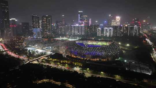 中国华润大厦南山区深圳人才公园夜晚夜景航