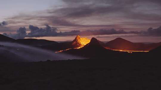 火山，岩浆，山，熔岩