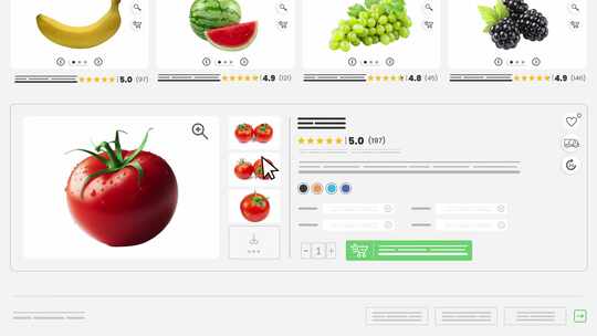 果蔬网站动画。电子商务和购物产品。食品销