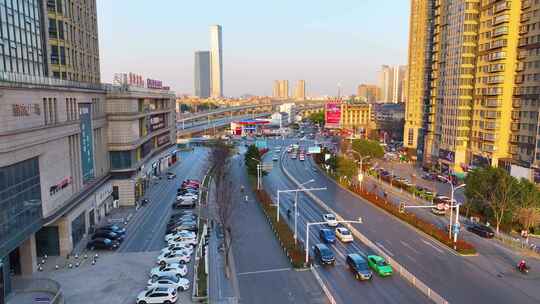 镇江京口区苏宁广场大厦航拍大市口街道高楼