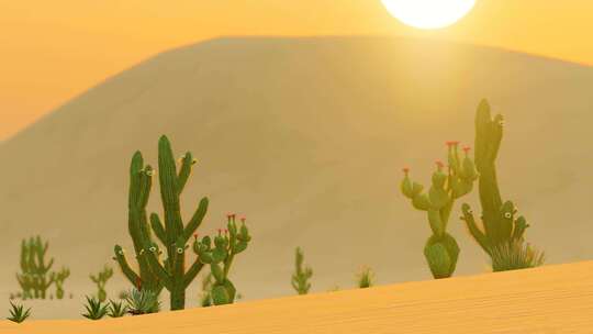 沙漠上生长的植物仙人掌视频