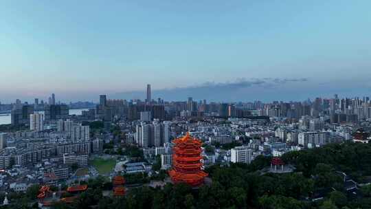 航拍武汉旅游地标古建筑黄鹤楼夜景