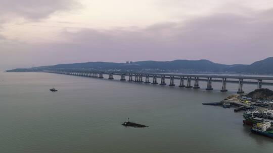 平潭海峡公铁大桥航拍延时摄影