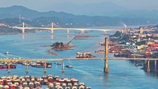 梧州西江黄金水道航拍视频素材