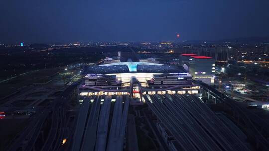 杭州西站夜景视频素材模板下载