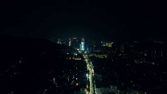 贵州遵义中华南路夜景灯光航拍