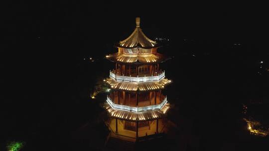 无锡太湖鼋头渚上山顶塔夜景4K