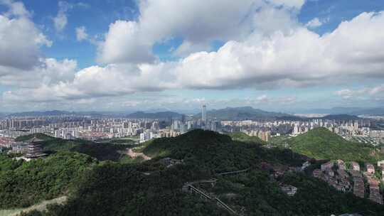 城市蓝天白云天际线城市高楼建筑航拍