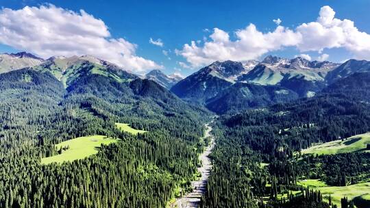 山林间的航拍全景