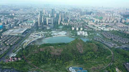 苏州高新区狮山广场CBD夜景航拍