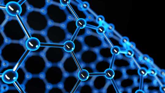 蓝色纳米管纳米结构循环动画。科学研究与技