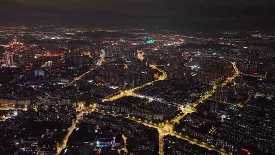 航拍福州闽江两岸风光夜景城市夜晚高空风景