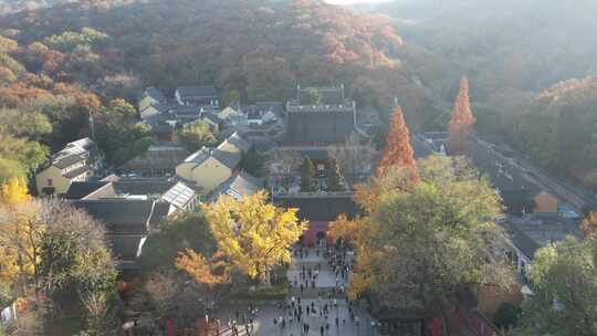 冬日南京栖霞山城市风光航拍素材