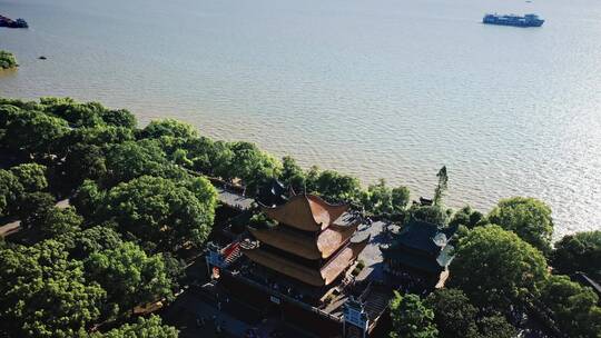 湖南洞庭湖风光带岳阳楼风景区航拍