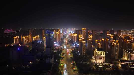 江西上饶城市夜景灯光交通航拍