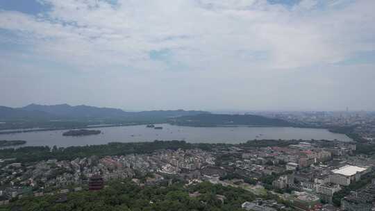 浙江杭州西湖全景大景航拍