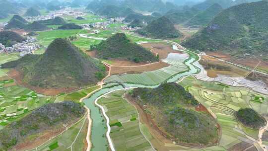 航拍云南文山广南田园风光