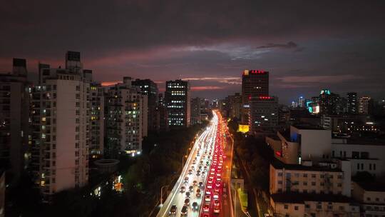 高环高架路夜景航拍