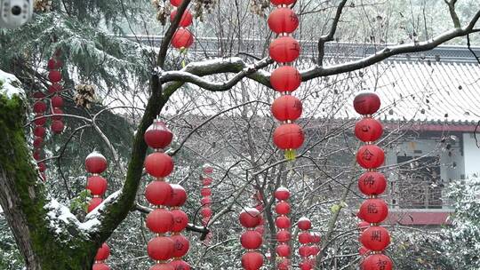 杭州上天竺法喜讲寺下雪天风景