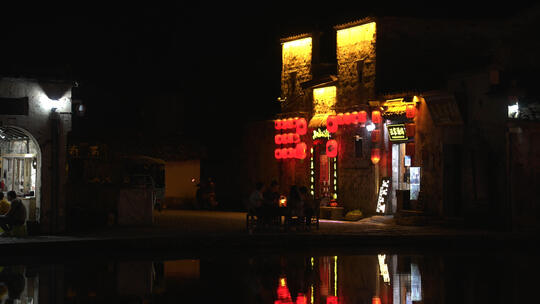 安徽5A级旅游景区宏村夜景视频素材模板下载