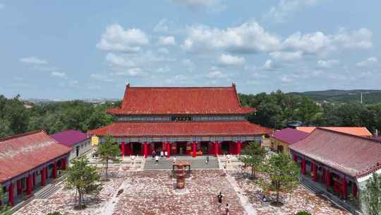 航拍长春市净月潭国家级风景名胜区北普陀寺