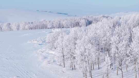 4K呼伦贝尔雪原雾凇空镜2