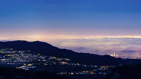 一线城市夜景云海