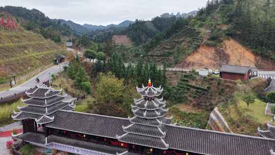 特色少数民族风雨桥航拍