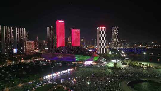 大连东港商务区夜景航拍