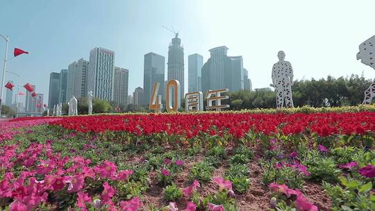 深圳市花纪念改革开放40周年花园花坛造型