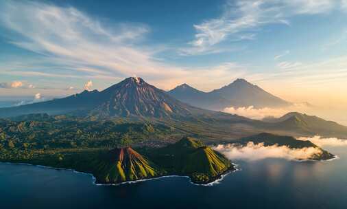 【4K高清】唯美山峰海岸线航拍