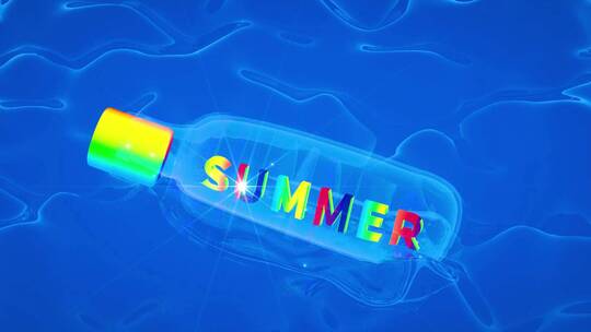 夏天漂流瓶唯美三维动画视频素材模板下载