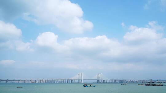泉州湾跨海大桥延时摄影海上大桥大海桥梁