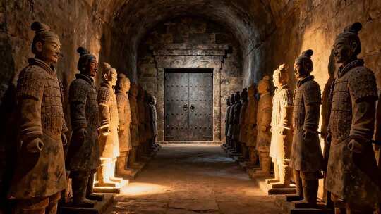 博物馆内的秦始皇兵马俑陈列