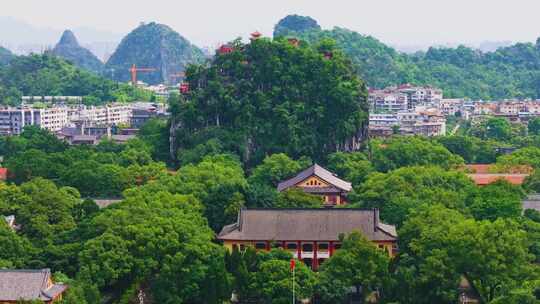 航拍桂林靖江王府独秀峰风景区