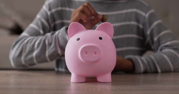在猪猪储蓄管理放入钱币进行存钱