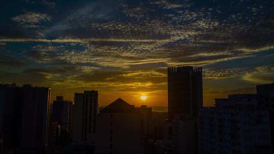 济州岛/城市延时/日落/海边/云朵/空镜/夕阳