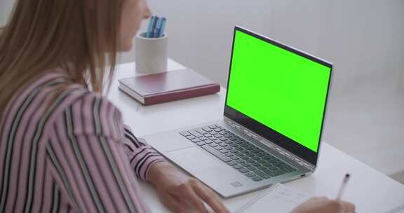 绿屏，绿屏，笔记本电脑，办公室